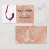 Rotwein in Glas | Rosa orangefarbener Marmor Visitenkarte (Vorne/Hinten)