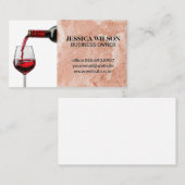 Rotwein in Glas | Rosa orangefarbener Marmor Visitenkarte (Vorne/Hinten)