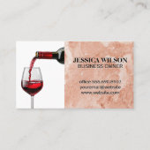 Rotwein in Glas | Rosa orangefarbener Marmor Visitenkarte (Vorderseite)