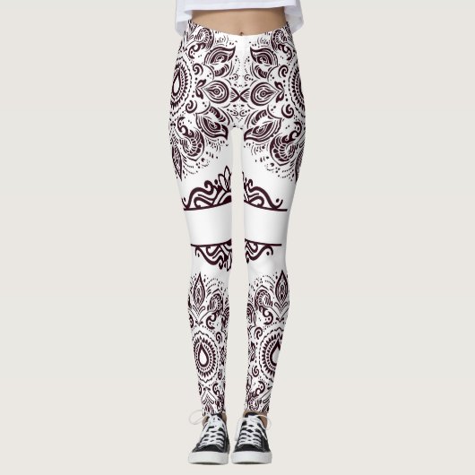 Rotwein-Mandala-Leggings Leggings (Vorderseite)