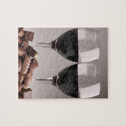 Rotwein mit Pralinen Puzzle (Horizontal)