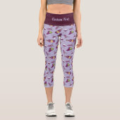 Rotwein Muster Capri Leggings (Vorderseite)