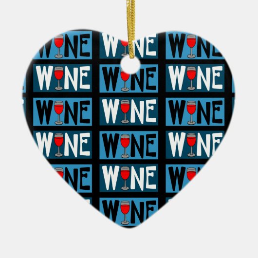 Rotwein-Muster Keramik Ornament (Vorne)