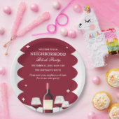 Rotwein-Nachbarschaft-Party Pappteller (Party)