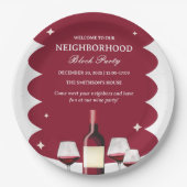 Rotwein-Nachbarschaft-Party Pappteller (Vorderseite)