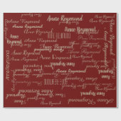 Rotwein personalisiert handgeschriebenes Namensmus Geschenkpapier (Flach)