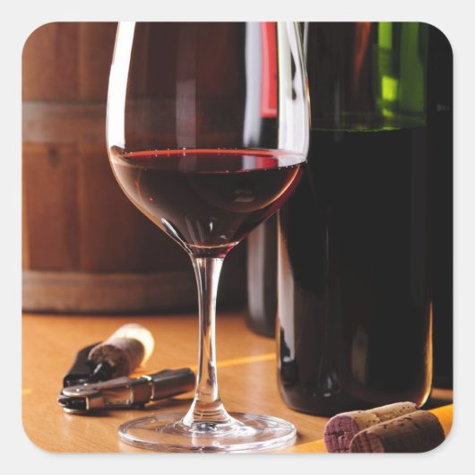 Rotwein Quadratischer Aufkleber (Vorderseite)