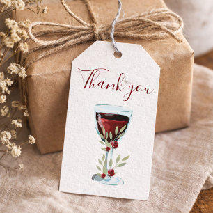 Rotwein-Rosen-Aquarell Danke Geschenkanhänger