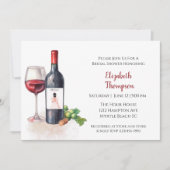 Rotwein Trauben Cocktail Brautparty Einladung (Vorderseite)