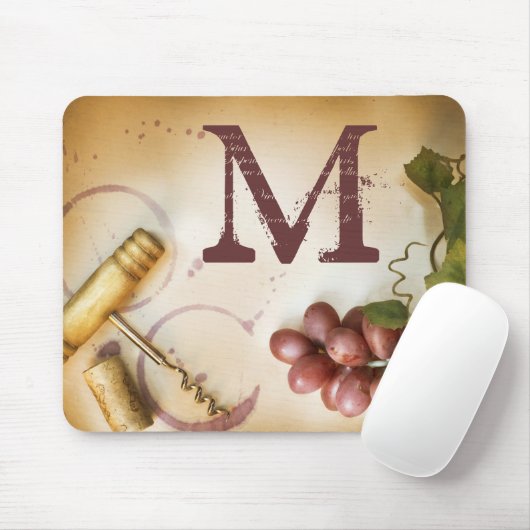 Rotwein Trauben Cork Monogramm erste Mauspad (Mit Mouse)