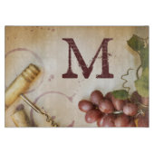 Rotwein Trauben Kork Monogramm Glasschneidebrett Schneidebrett (Vorderseite)