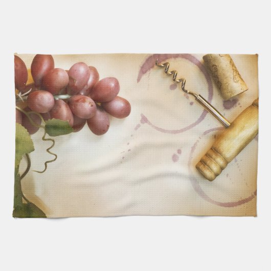 Rotwein Trauben Korkschnecke Küchengeschirr Handtu Geschirrtuch (Horizontal)