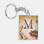 Rotwein Trauben Korkschrauben Flasche Glas Schlüss Schlüsselanhänger (Vorderseite links)