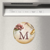 Rotwein Trauben Korkschrauben Monogramm Anfangsmag Magnet (In Situ (Geschirrspüler))