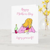 Rotwein Trinkgeld Muttertagskarte Karte (Gelbe Blume)