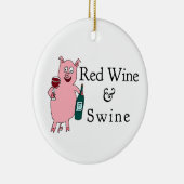 Rotwein u. Schweine Keramik Ornament (Rechts)