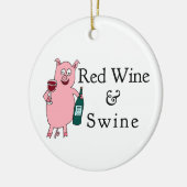 Rotwein u. Schweine Keramik Ornament (Links)
