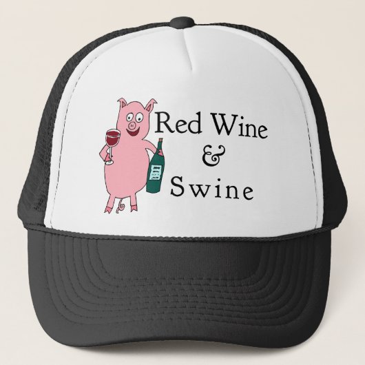 Rotwein u. Schweine Truckerkappe (Vorderseite)