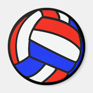 Rotwein und Blauer Volleyball Magnet