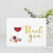 Rotwein und Blume Danke, Card Dankeskarte (Stehend Vorderseite)