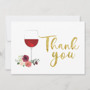 Rotwein und Blume Danke, Card Dankeskarte