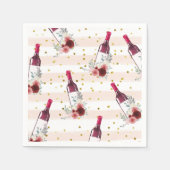 Rotwein und Brautparty mit Blumen Napkins Serviette (Vorderseite)