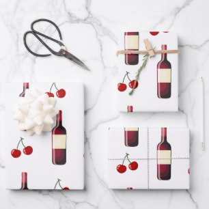 Rotwein und Cherry Geschenkpapier Set