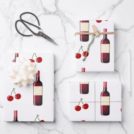 Rotwein und Cherry Geschenkpapier Set (Vorderseite)