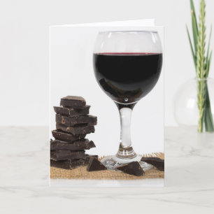 Rotwein und dunkle Schokolade zum Geburtstag Karte