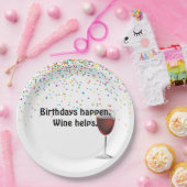 Rotwein und Geburtstagsparty Confetti Pappteller (Party)