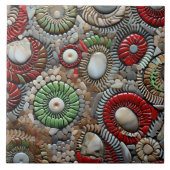 Rotwein und grünes Weihnachtsmuster Fliese (Vorderseite)