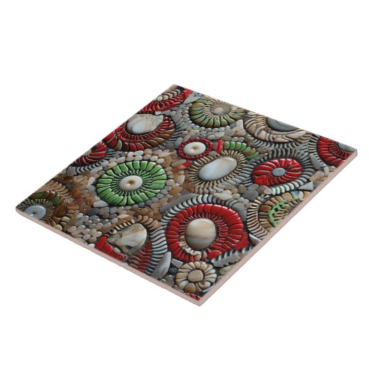 Rotwein und grünes Weihnachtsmuster Fliese (Seite)