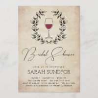 Rotwein und Laurel Wreath Vintages Brautparty