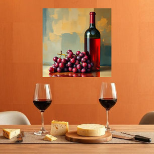 Rotwein und Trauben Leinwanddruck