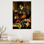 Rotwein und Trauben Poster (Küche)
