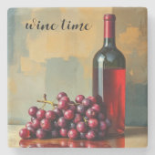 Rotwein und Trauben Steinuntersetzer (Vorderseite)