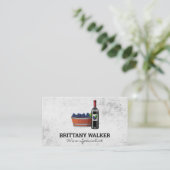 Rotwein und Traubeneimer Visitenkarte (Stehend Vorderseite)