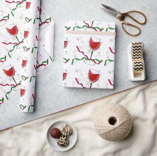Rotwein-Weihnachten Geschenkpapier (Kunsthandwerk)
