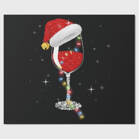 Rotwein Weihnachtsmannmütze Weihnachten Wein Pajam Geschenkpapier (Flach)