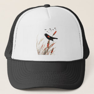 Rotwein-Wing Blackbird Wildlife Cattails Truckerkappe