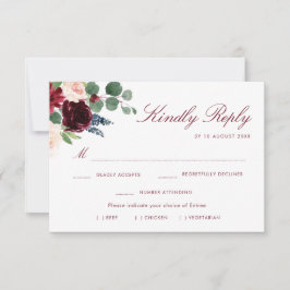 Rotweinblütenwahl RSVP-Karte RSVP Karte