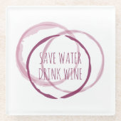 Rotweinfleckringe auf Getränkekopfern gedruckt Glasuntersetzer (Vorderseite)