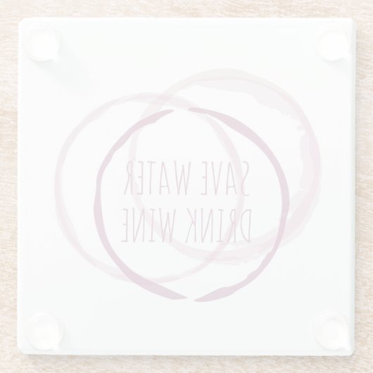 Rotweinfleckringe auf Getränkekopfern gedruckt Glasuntersetzer (Rückseite)