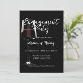 Rotweinglas auf schwarzem Party Einladung (Stehend Vorderseite)