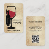 Rotweinglas Weinbar QR-Code Visitenkarte (Vorne/Hinten)