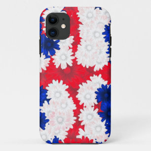 Rotweiß, blaue Blumen Case-Mate iPhone Hülle