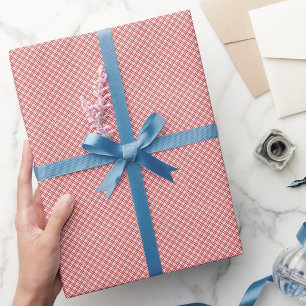 Rotweiß mit diagonalem Muster Geschenkpapier
