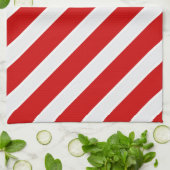 Rotweiße Diagonalstreifen Geschirrtuch (Gefaltet)