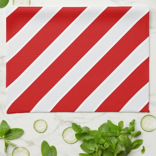 Rotweiße Diagonalstreifen Geschirrtuch (Gefaltet)