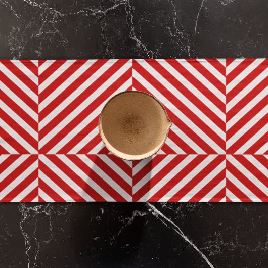 Rotweiße Diagonalstreifen Kurzer Tischläufer